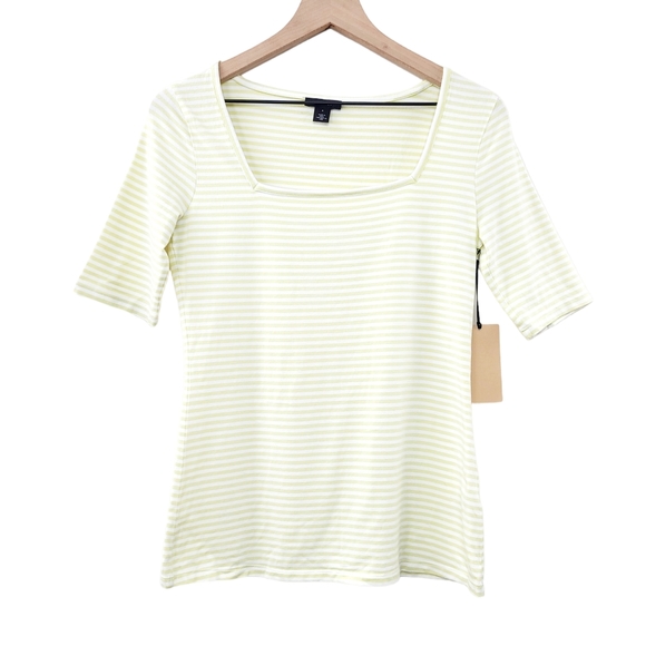 Halogen Tops - Halogen Women's Yellow Green Striped Top NWT Size S